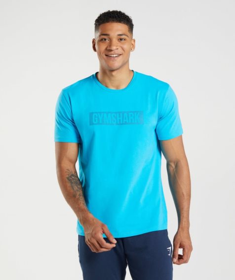 Men's Gymshark Block T-Shirts Turquoise | NZ 4OCRND